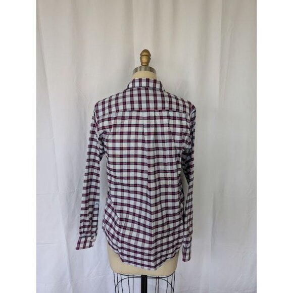 Brooks Brothers Shirt Women's Size Large Long Sleeve Plaid Blue Red Preppy White - Picture 3 of 4